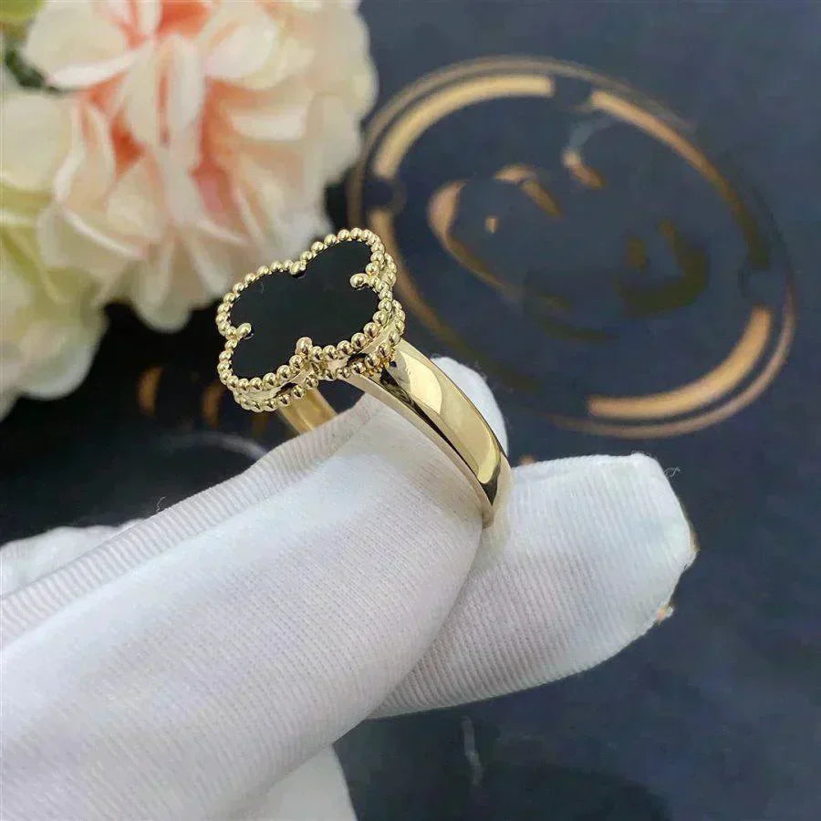 [RAFFINE]CLOVER ONYX RING