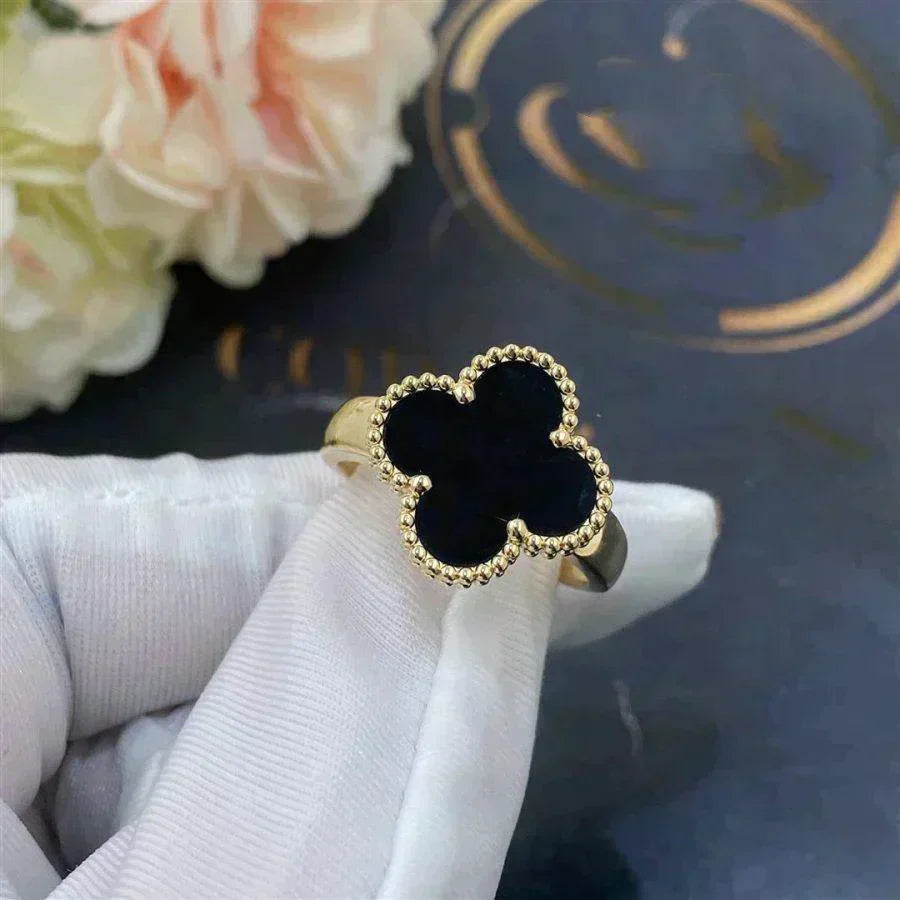 [RAFFINE]CLOVER ONYX RING