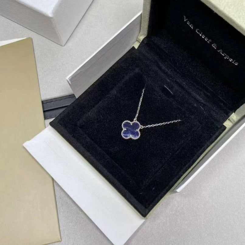 [RAFFINE]CLOVER 15MM PIETERSITE NECKLACE SILVER