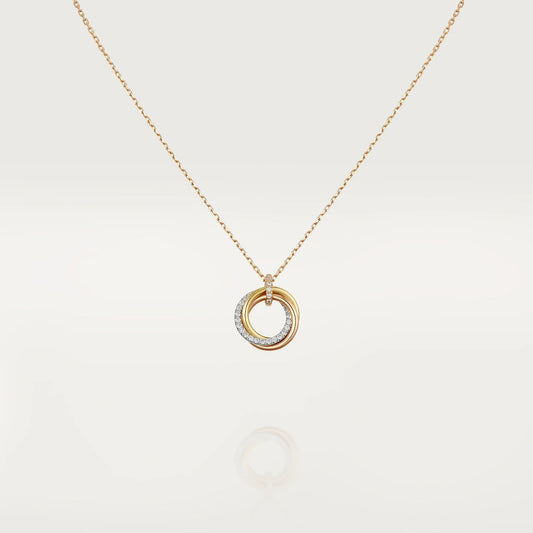 [RAFFINE]TRINITY NECKLACE SILVER GOLD PINK GOLD DIAMONDS