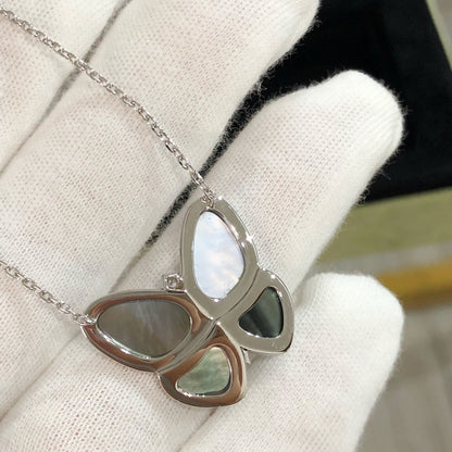 [RAFFINE]LARGE BUTTERFLY SILVER PENDANT DIAMOND NECKLACE