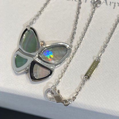 [RAFFINE]LARGE BUTTERFLY SILVER PENDANT DIAMOND NECKLACE