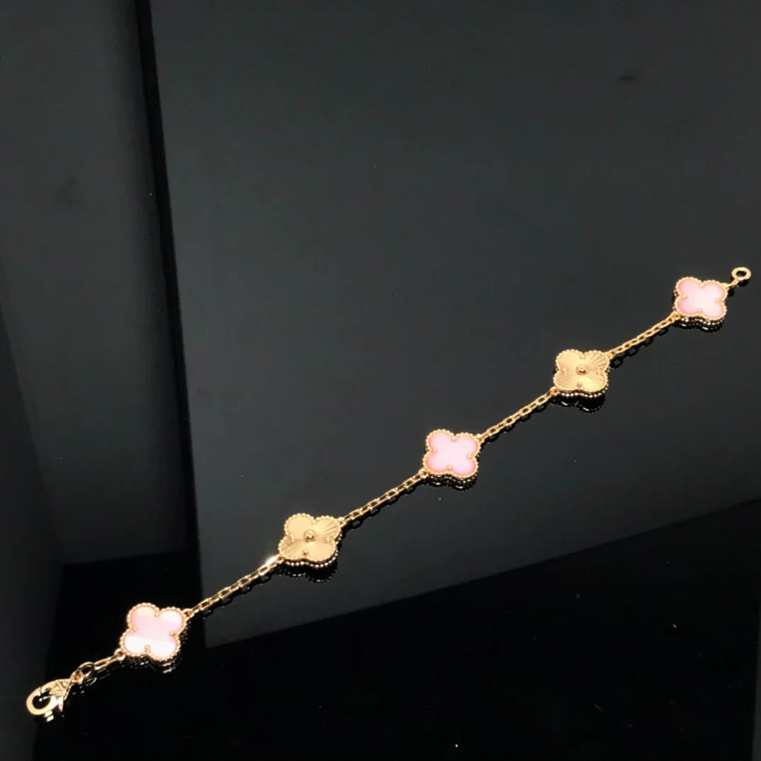 [RAFFINE] CLOVER 5 MOTIFS  PINK MOP BRACELET COLLECTION