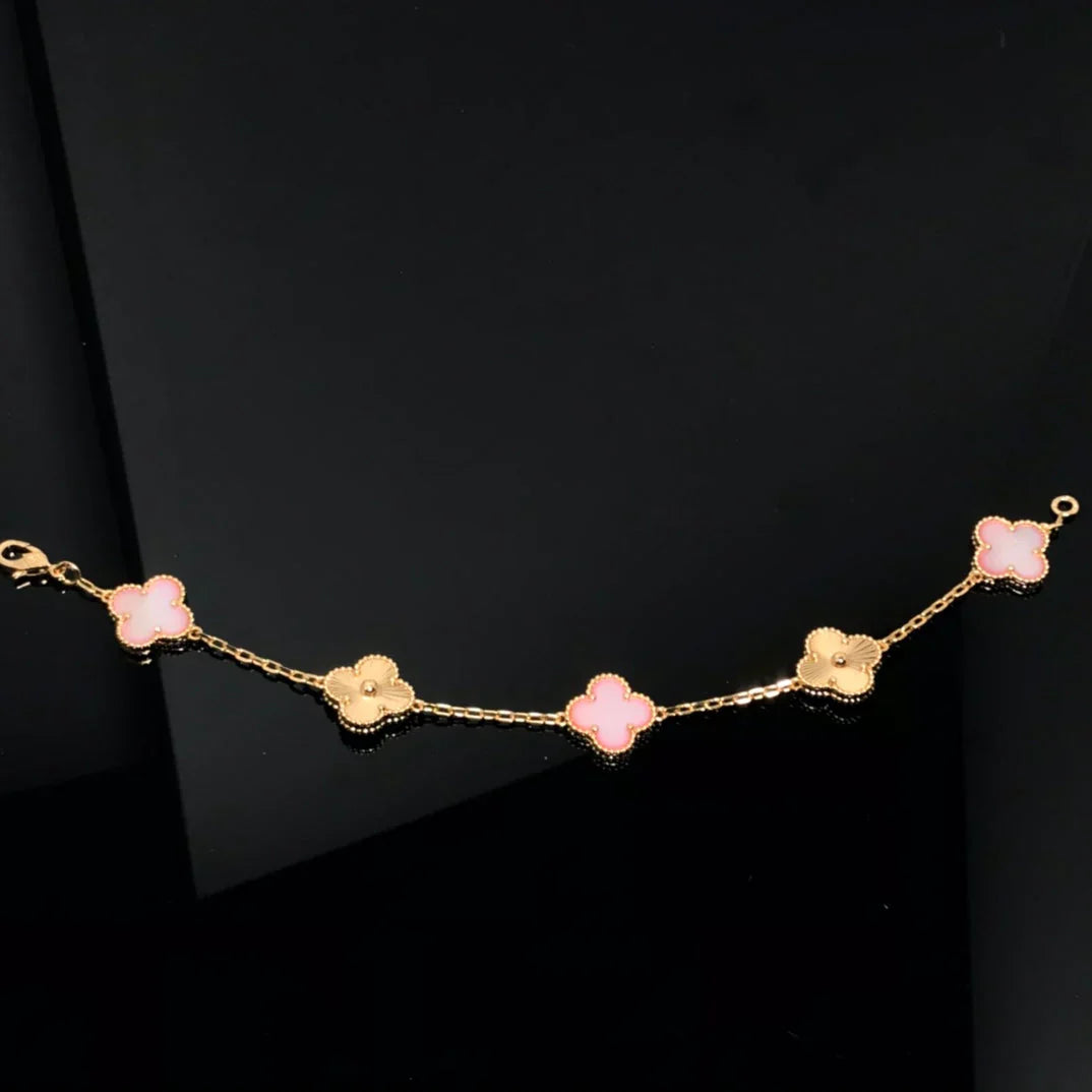 [RAFFINE] CLOVER 5 MOTIFS  PINK MOP BRACELET COLLECTION