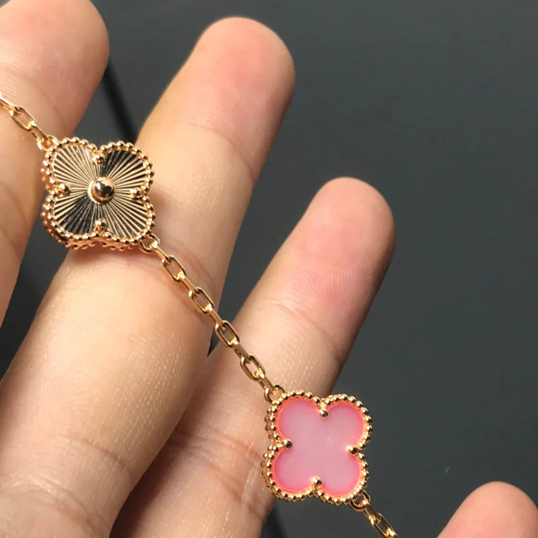 [RAFFINE] CLOVER 5 MOTIFS  PINK MOP BRACELET COLLECTION