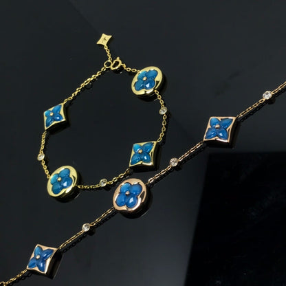 [RAFFINE]STAR AND SUN 4 MOTIF BLUE BRACELET