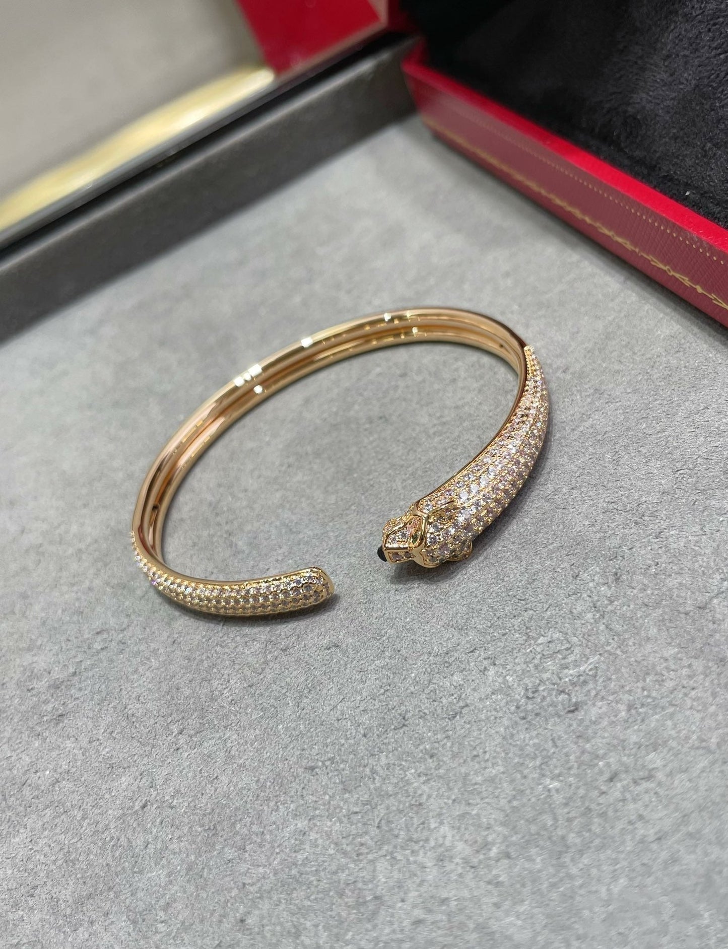 [RAFFINE]PANTHERE FULL DIAMOND OPEN BRACELET