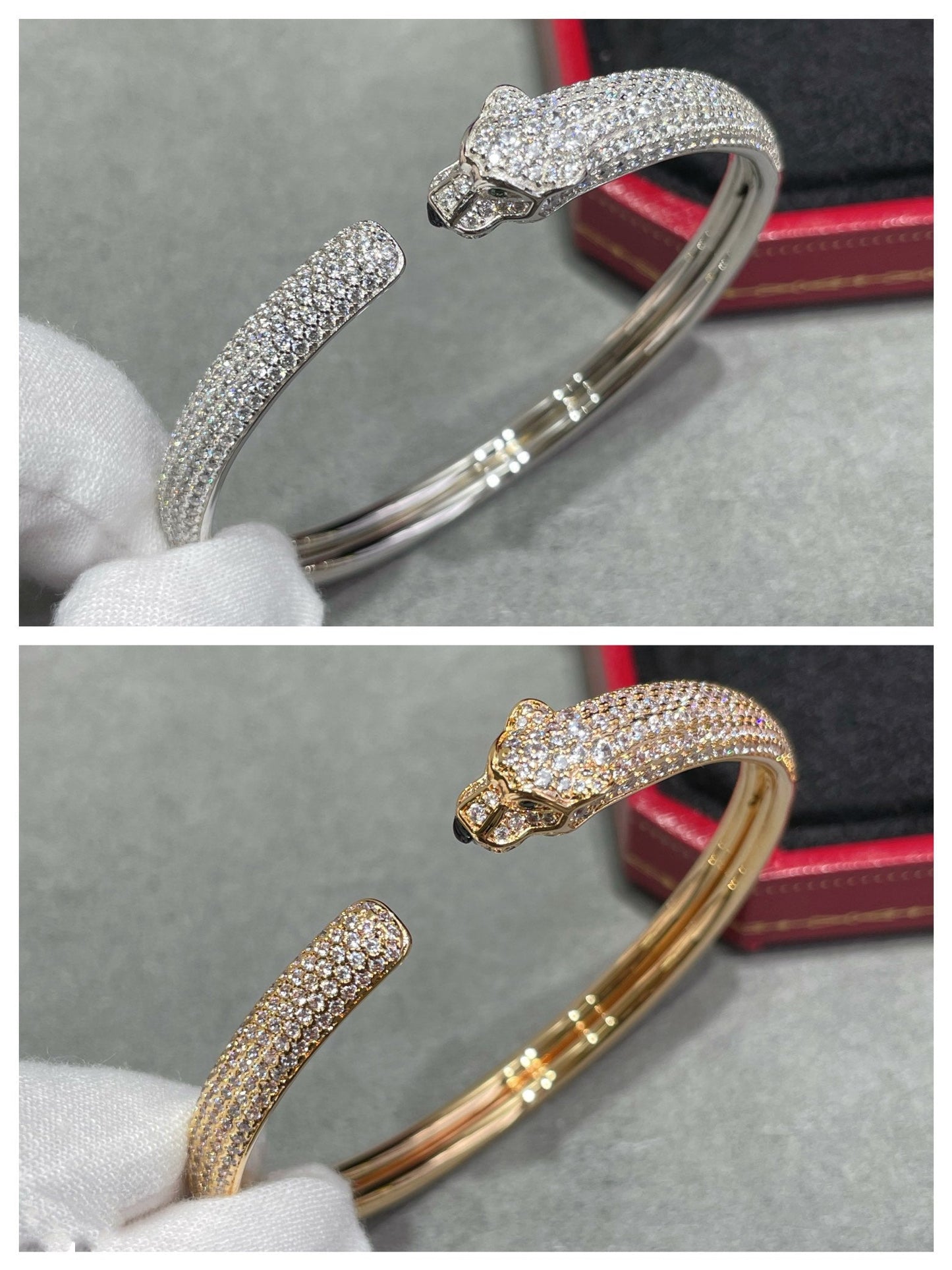 [RAFFINE]PANTHERE FULL DIAMOND OPEN BRACELET