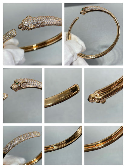 [RAFFINE]PANTHERE FULL DIAMOND OPEN BRACELET