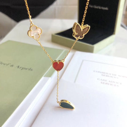 [RAFFINE]LUCKY SPRING 4 MOTIFS ROSE GOLD NECKLACE