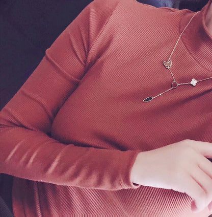 [RAFFINE]LUCKY SPRING 4 MOTIFS ROSE GOLD NECKLACE