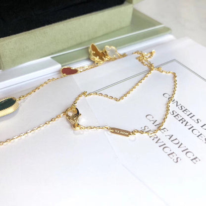 [RAFFINE]LUCKY SPRING 4 MOTIFS ROSE GOLD NECKLACE