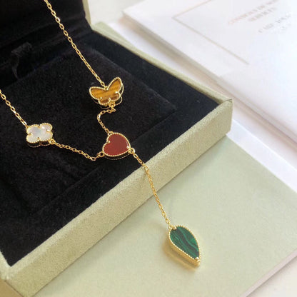 [RAFFINE]LUCKY SPRING 4 MOTIFS ROSE GOLD NECKLACE