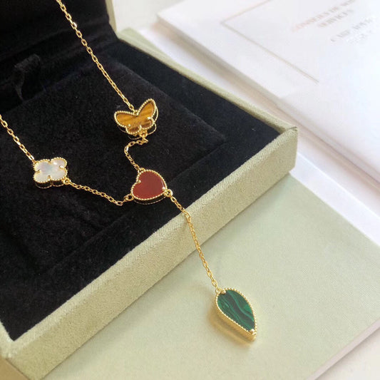 [RAFFINE]LUCKY SPRING 4 MOTIFS ROSE GOLD NECKLACE