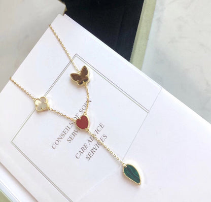 [RAFFINE]LUCKY SPRING 4 MOTIFS ROSE GOLD NECKLACE