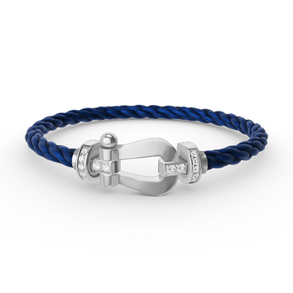 [RAFFINE]FORCE LARGE HORSESHOE HALF DIAMOND BRACELET SILVER