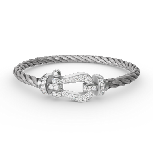 [RAFFINE]FORCE LARGE HORSESHOE FULL DIAMOND BRACELET SILVER