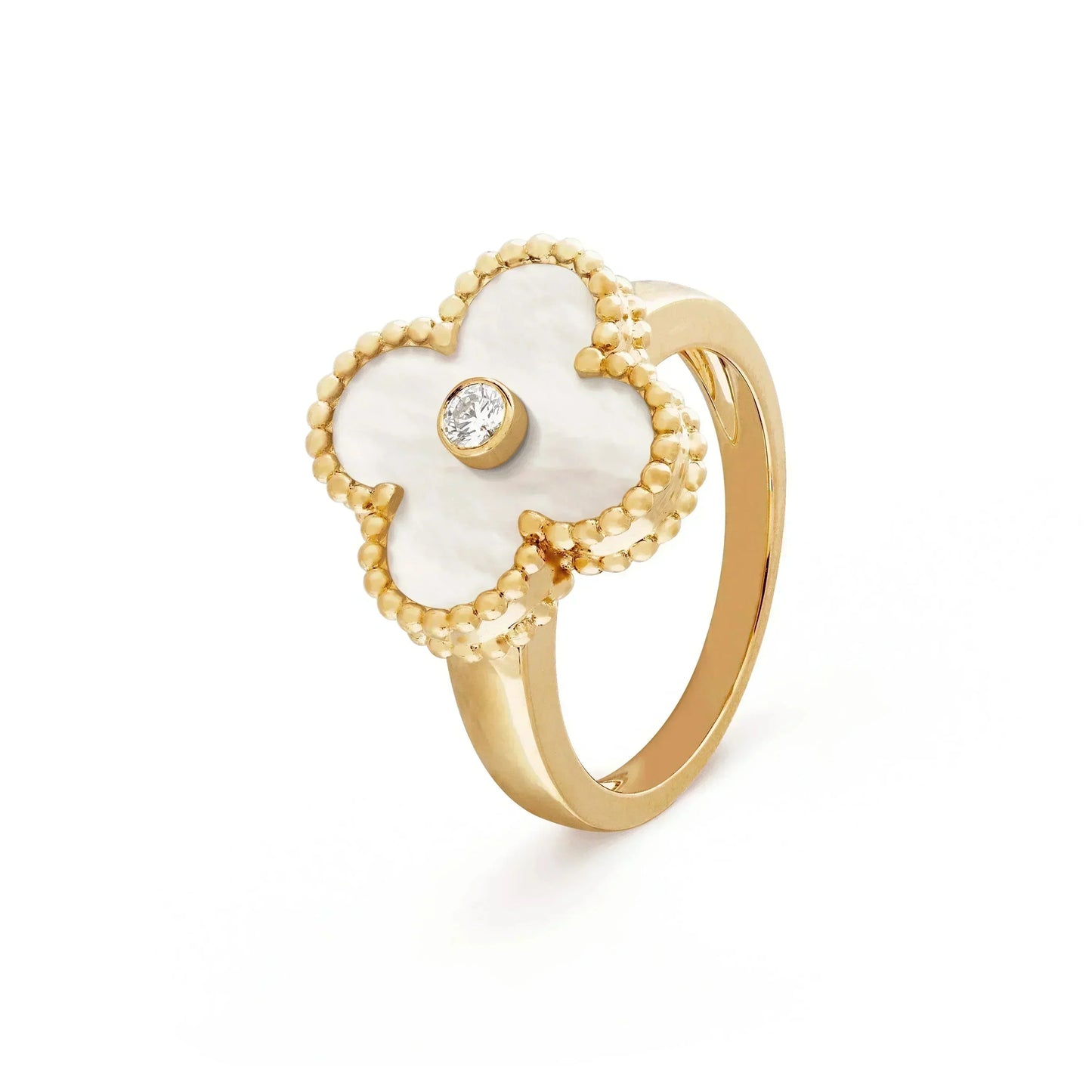 [RAFFINE]CLOVER PINK MOP RING GOLD DIAMOND