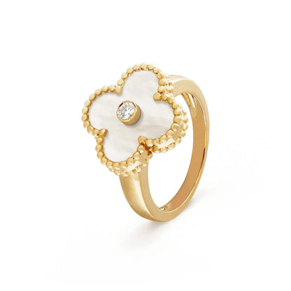[RAFFINE]CLOVER PINK MOP RING GOLD DIAMOND